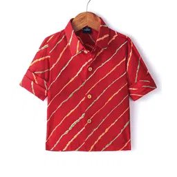 JAV Creations Full Sleeves Leheriya Printed Shirt - Maroon-picture-12