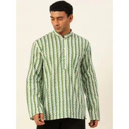 JAVINISHKA Geometric Printed Mandarin Collar Pure Cotton Kurta-picture-13