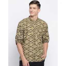 JAVINISHKA Geometric Printed Mandarin Collar Pure Cotton  Kurta-picture-17