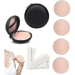 jay empire Non-Adhesive Nipple Covers – Grippy, Not Sticky! Reusable Nipple Pasties for Women with 36 Strips Double Sided Tape (2 Pair Combo, 4 Pcs) Beige-picture-16