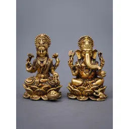 Jaypore Antique Gold Brass Lakshmi Ganesha Idols-picture-11