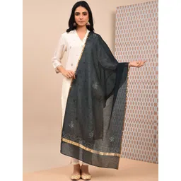 JAYPORE Bandhani Printed Cotton Silk Dupatta With Sequinned-picture-35