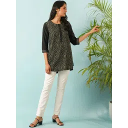 Jaypore Black Chikankari Straight Fit Tunic image 3