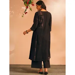Jaypore Black Cotton Dabu Flare Fit Kurta image 2