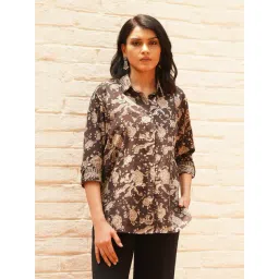 Jaypore Black Cotton Printed Kalamkari Regular Fit Shirt-picture-12
