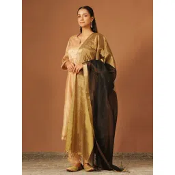 Jaypore Black Cotton Silk Maheshwari Collection Dupatta-picture-19