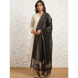 Jaypore Black Cotton Silk Maheshwari Dupatta-picture-21
