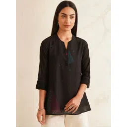 Jaypore Black Hand Embroidered Regular Fit Tunic-picture-33