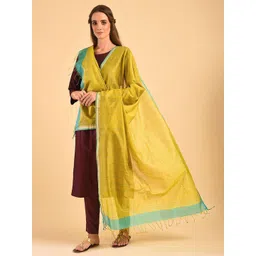 JAYPORE Checked Zari Cotton Silk Dupatta-picture-29