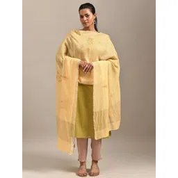 JAYPORE Embroidered Cotton Silk Dupatta-picture-25