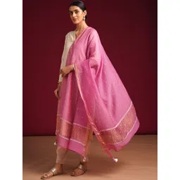 JAYPORE Embroidered Pure Cotton Dupatta with Thread Work-picture-48