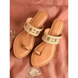 JAYPORE Ethnic - Embellished Leather Wedge Sandals-picture-46
