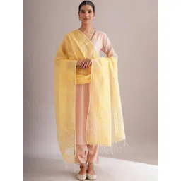 JAYPORE Ethnic Motifs Cotton Silk Dupatta with Sequinned-picture-31