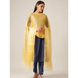 JAYPORE Ethnic Motifs Embroidered Cotton Silk Dupatta-picture-33