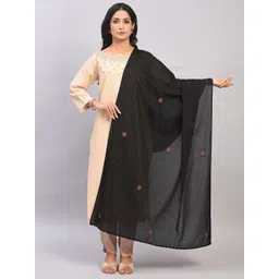 JAYPORE Floral Embroidered Cotton Dupatta With Thread Work-picture-34