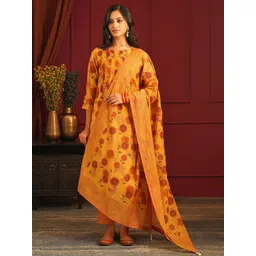 JAYPORE Floral Printed Cotton Silk Dupatta-picture-28