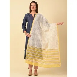 JAYPORE Geometric Printed Cotton Silk Dupatta-picture-27