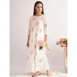 Jaypore Ivory Block Print Straight Fit Kurta-picture-35