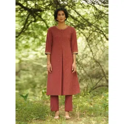 Jaypore Maroon Rich Hand Embroidery Regular Fit Kurta image 1