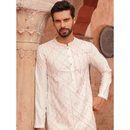 JAYPORE Men Embroidered Thread Work Kurta image 4