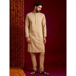 JAYPORE Men Embroidered Thread Work Mandarin Collar Straight Kurta-picture-18