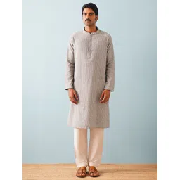 JAYPORE Men Striped Festive Cotton Straight Kurta-picture-33