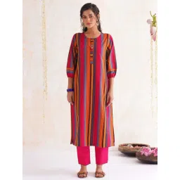 Jaypore Multicolour Striped Straight Fit Kurta-picture-20