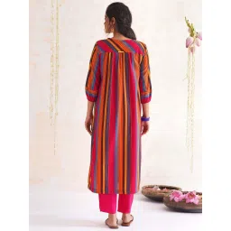Jaypore Multicolour Striped Straight Fit Kurta image 2