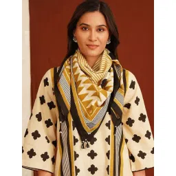 Jaypore Mustard Yellow Ajrakh Print Dupatta-picture-11