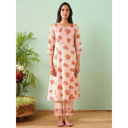Jaypore Pink Floral Printed Straight Fit Kurta-picture-18