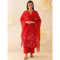 Jaypore Red Printed Dupatta-picture-34