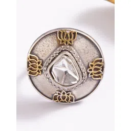 JAYPORE Silver-Plated Stones Studded Adjustable Finger Ring-picture-18