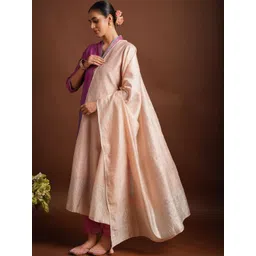 JAYPORE Striped Cotton Silk Dupatta with Thread Work-picture-41