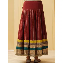 JAYPORE Striped Pure Cotton Flared Maxi Skirt image 3