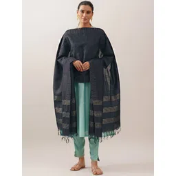 JAYPORE Striped Silk Dupatta With Zari-picture-10