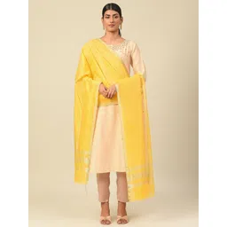 JAYPORE Striped Woven Design Cotton Silk Dupatta-picture-14