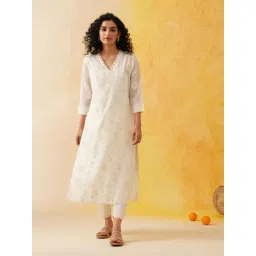 Jaypore Women Ivory Block Print Kurta-picture-28
