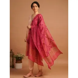 Jaypore Women Pink Embroidered Dupatta-picture-44