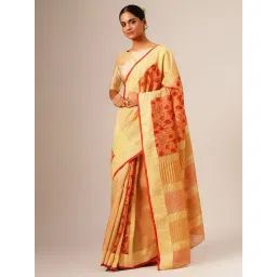 Jaypore Yellow Cotton Silk Printed Block Printed Saree-picture-31