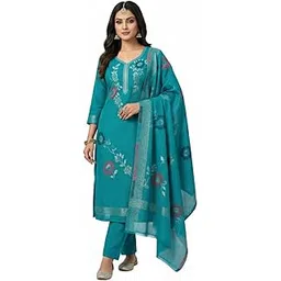 jayri Women's Woolen Unstitched Kurta & Palazzo Zari Design Suit Material with Stole for Winter-picture-30