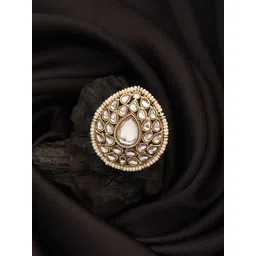Jazz and Sizzle Gold Plated Kundan Studded Finger Ring-picture-13