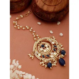 Jazz and Sizzle Gold-Plated Kundan-Studded Maang Tikka-picture-34