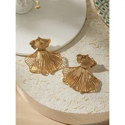Jazz and Sizzle Gold Plated Petal Shaped & Textured Contemporary Studs-picture-35