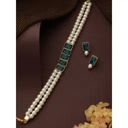 Jazz and Sizzle Gold-Plated Stone-Studded Beaded Jewellery Set-picture-35