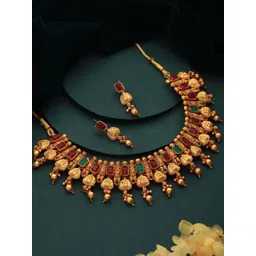 Jazz and Sizzle Gold-Plated Stone-Studded Necklace & Earrings-picture-15