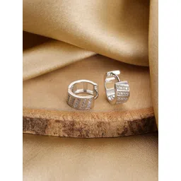 jazz and sizzle Jazz and SizzleSilver Plated American Diamond Studded Contemporary Hoop Earrings-picture-38