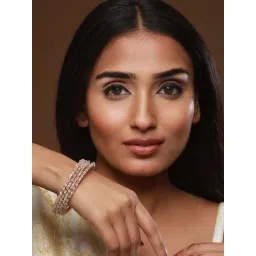 Jazz And Sizzle Rose Gold-Plated & Crystal Studded Bangles for Women - Set of 4-picture-48