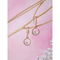 Jazz and Sizzle Rose Gold Plated Crystal Studded Circular Drop Earrings-picture-13