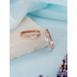 Jazz and Sizzle Rose Gold-Plated Crystals Studded Circular Shaped Hoop Earrings-picture-11