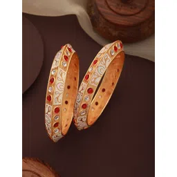 Jazz and Sizzle Set Of 2 Gold-Plated Kundan-Studded Meenakari Bangles-picture-19